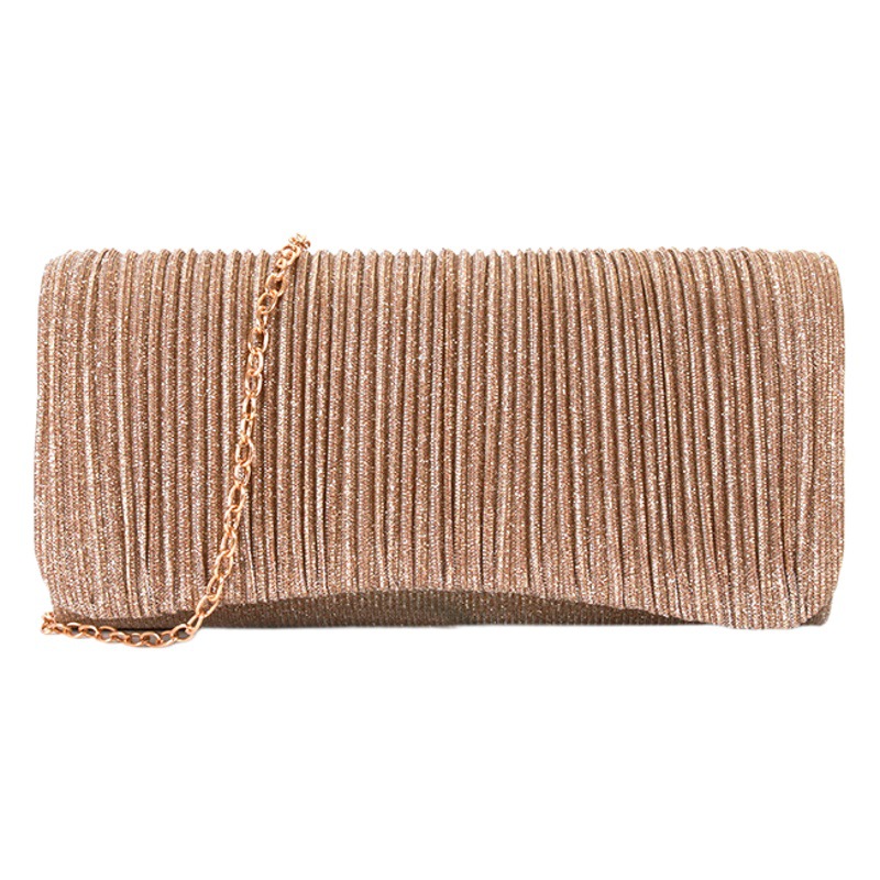 Comercio electrónico transfronterizo nuevo bolso de noche cubierta plisada fondo redondo diseño brillante simple boda bolso de noche de las mujeres