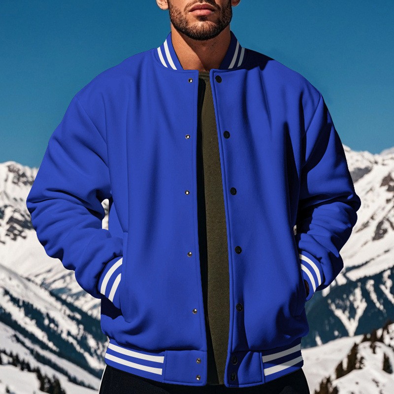 Nuevo transfronterizo europeo y americano Amazon TK otoño y invierno estilo americano pesado engrosado decoración de rayas de cuello de pie chaqueta deportiva casual