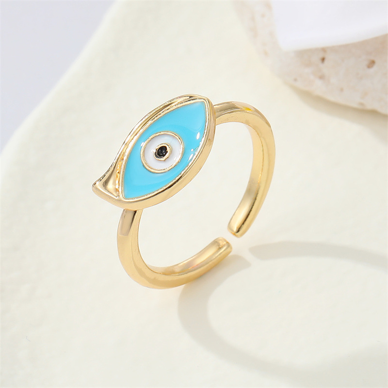 Fashion Colorful Metal Triangle Eye Ring Geometric Devil's Eye Ring display picture 2