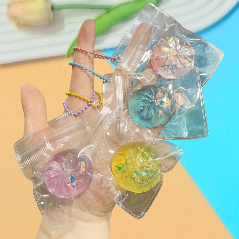 Cute and Creative Transparent Crystal Dumpling-Shaped Stress-Relief Keychain Accessory, Magical Small Toy Bag Pendant