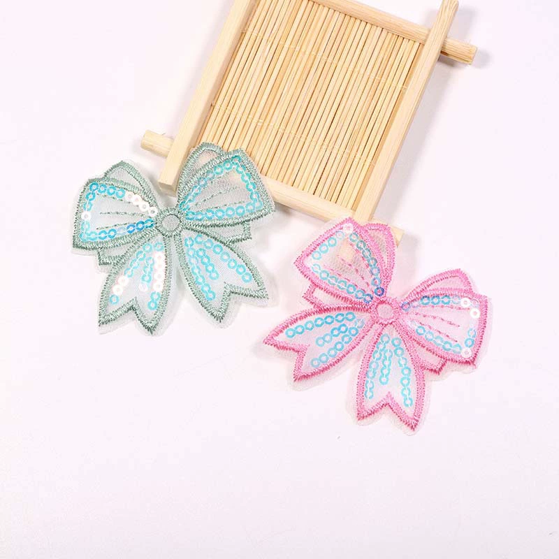 Hair accessory with bow handmade, nail sequins, new collection, polyester, with embroidery