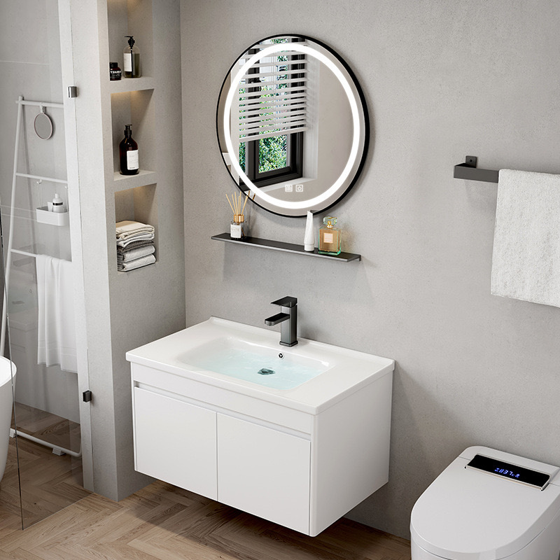 gabinete de lavabo de baño de hotel combinación de gabinete de baño de casa pequeña una parte cerámica tipo pared lavabo lavabo