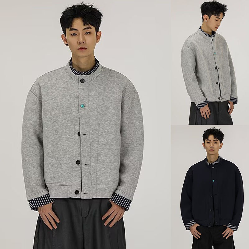 Falsa camisa de dos piezas de suéter masculino a cuadros empalmado primavera y otoño viejo estilo de dinero perezoso cardigán chaqueta de fábrica transfronteriza al por mayor