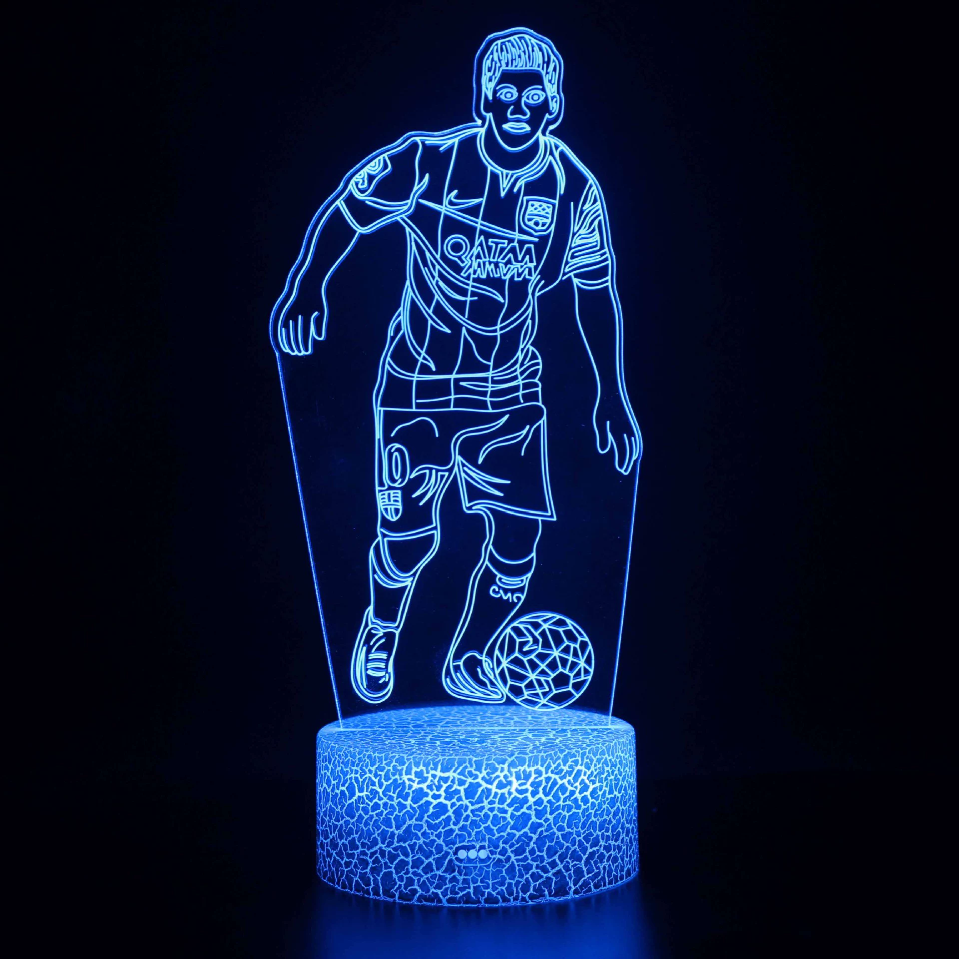 3D LED настольная лампа (Zuoba), футбольная акриловая панель, сенсорная/пульт дистанционного, многоцветные основания серии ZB‑
