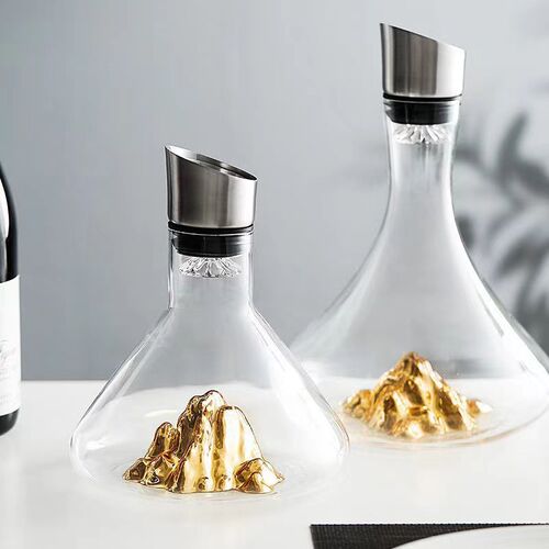 Waterfall red wine decanter, lead-free Jinshan luxury high-end glass wine pouring wine storage wine dividing jug with lid