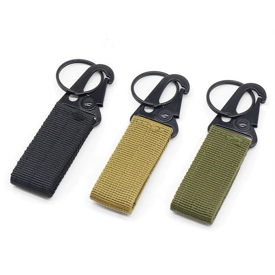 Factory Price Direct Sales Bag Accessories Multifunctional Webbing Olecranon Hanging Buckle Mountaineering Hook Equipment Military Fan Outdoor Tactical Keychain