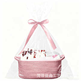 棉绳编织收纳篮新生儿礼物衣服收纳筐新年水果特产包装筐储物篮