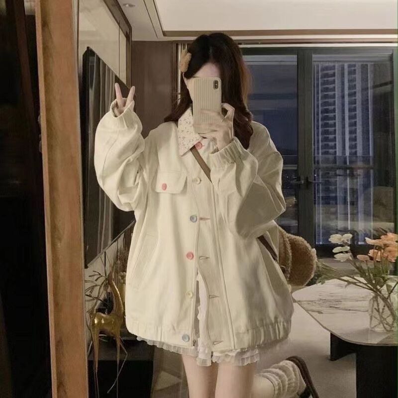 Loose Lapel Floral Spring and Autumn Sweet Design Dopamine Jacket Women's European and American Jacket Style 2025 Niche New Style