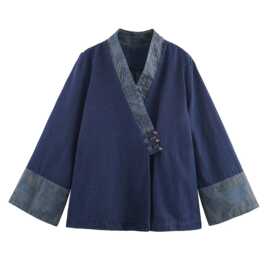 2025欧美风女装新款提花和服式外衣休闲百搭牛仔服外套女春秋