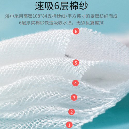 Baby bath towel cotton six-layer gauze baby supplies quilt baby wrap baby bath towel newborn child bath towel