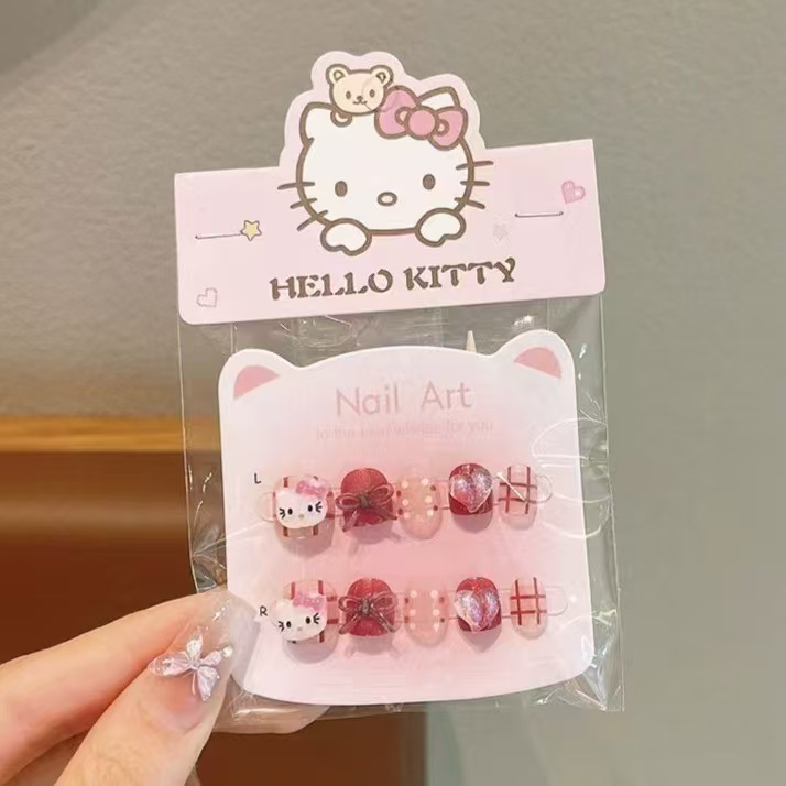 儿童穿戴甲三丽鸥立体指甲贴女童新款美甲半手工可拆卸自粘防水贴|undefined