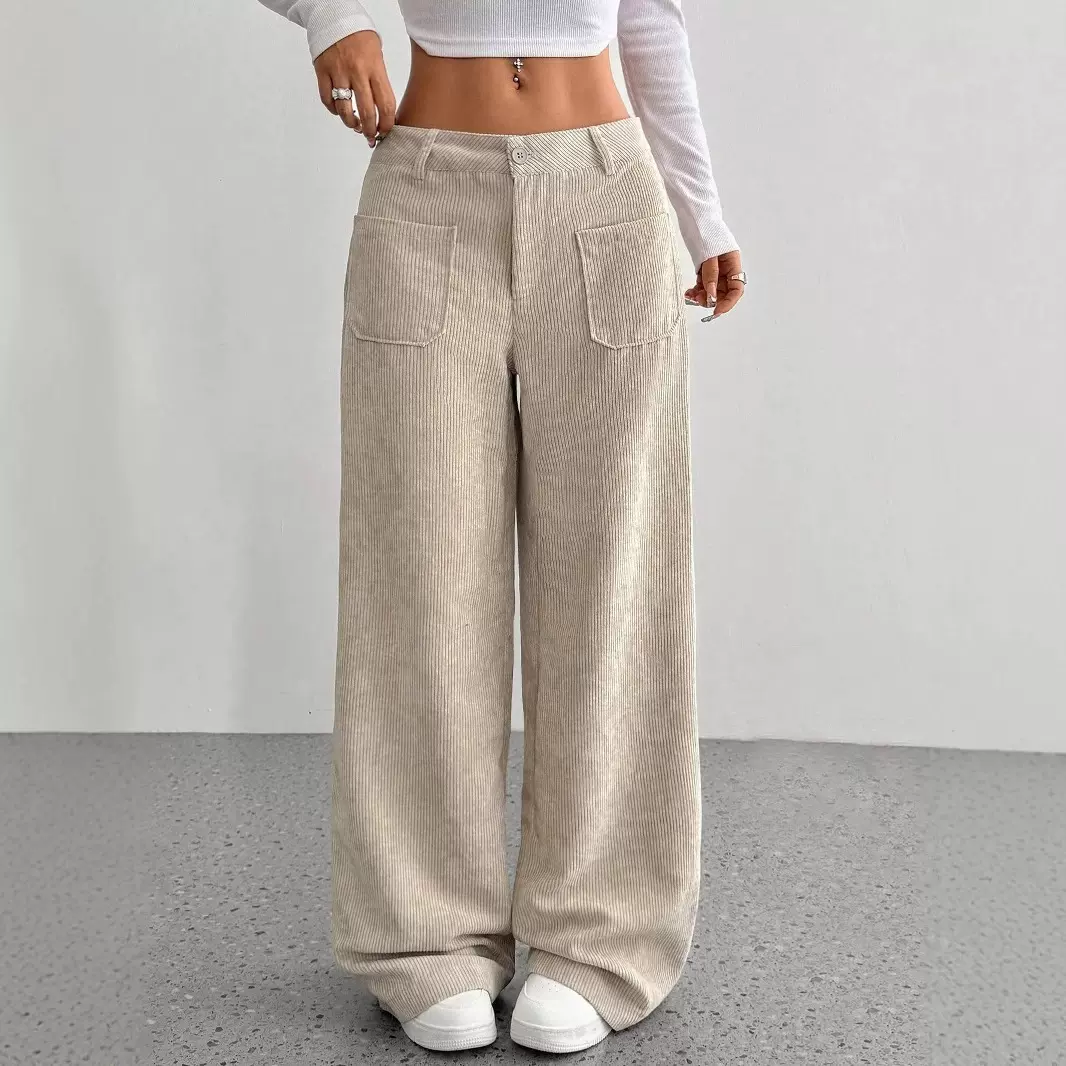 2025跨境裤子女装休闲裤女宽松黑色女款阔腿裤秋季薄款时尚款长裤