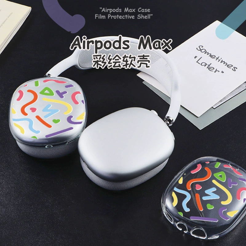 Совместимо с защитной крышкой для AirPods Max, DIY для наушников Apple Max, TPU прозрачный мягкий чехол