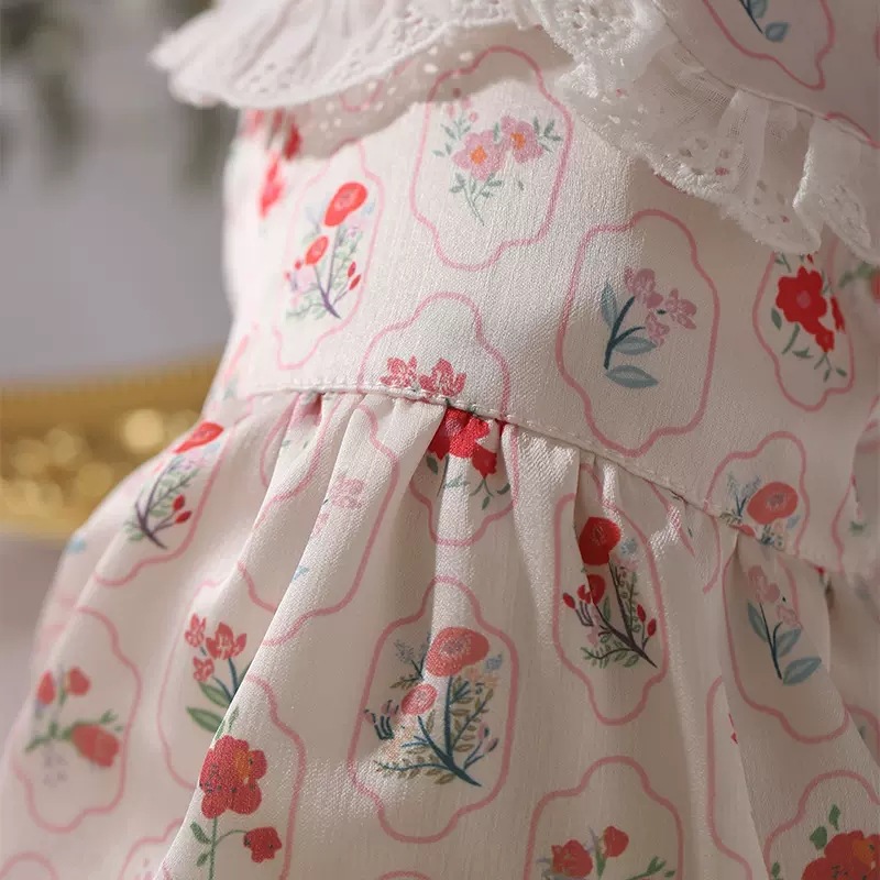 Baihua Blooming burbuja vestido de vestir ropa de gato anti-pelusa primavera mascota gatito primavera y verano fresco Delgado