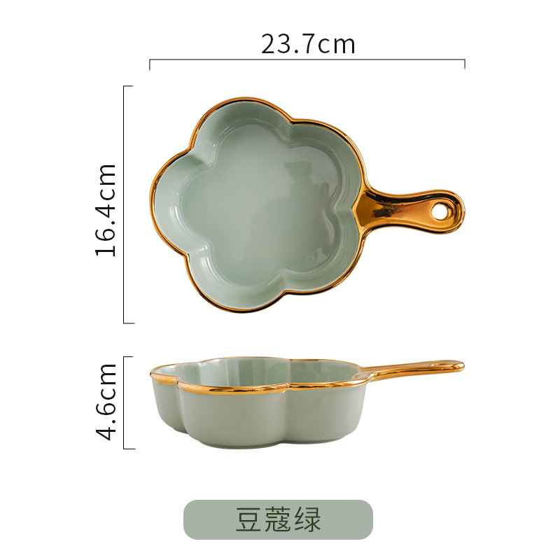 Nórdico de cerámica encaje tazón creativo red oro rojo borde fideos tazón con mango ins estilo hogar ensalada fruta postre tazón