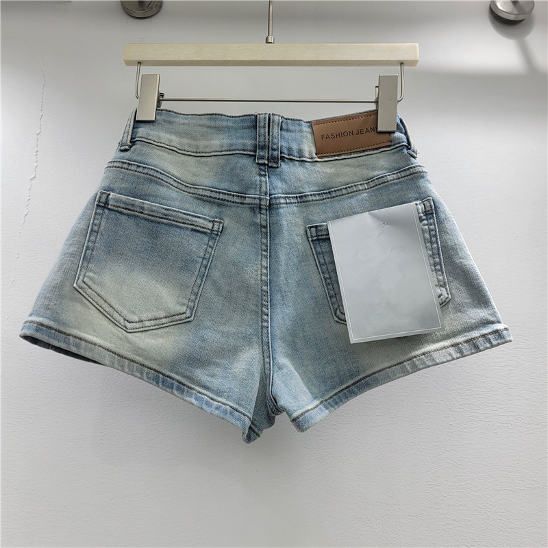 Pantalones Cortos de Mezclilla de Tiro Bajo de Mezclilla Elástico para Verano
