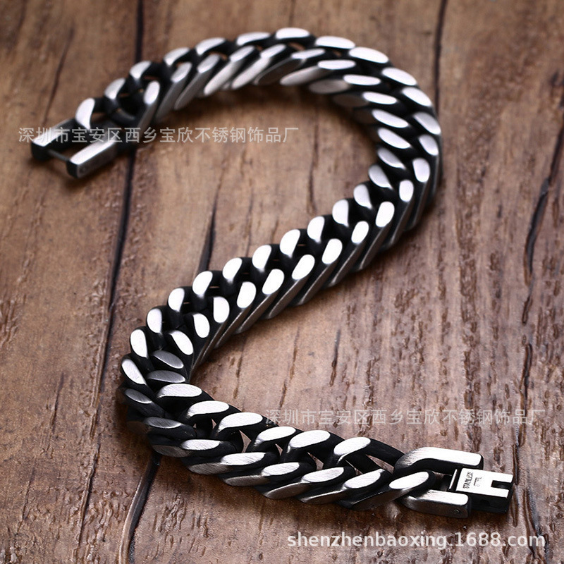 Retro Men's Bracelets, Simple, High-Quality, Versatile and Personalized Cuban Bracelets, Men's European and American Hip-Hop Titanium Steel Bracelets Wholesale Retro Men's Bracelets, Simple, High-Quality, Versatile and Personalized Cuban Bracelets, Men's European and American Hip-Hop Titanium Steel Bracelets Wholesale