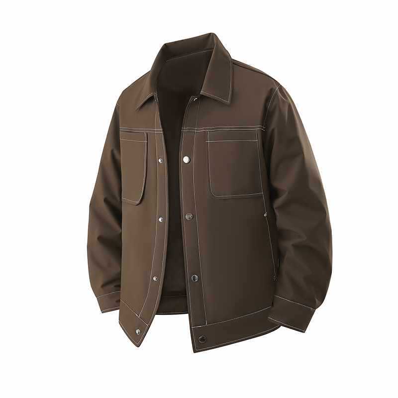 New Motorcycle Large Size 2025 Men's Plus Size Jacket Men's Work Shirt Collar Waterproof Breathable Stand Collar White