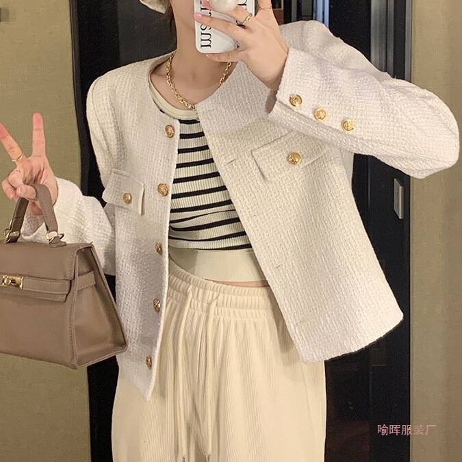 2026 Spring and Autumn New Short Style Chanel-Style Jacket for Women, High-End French Street Style with Buttons, Versatile Top for Women