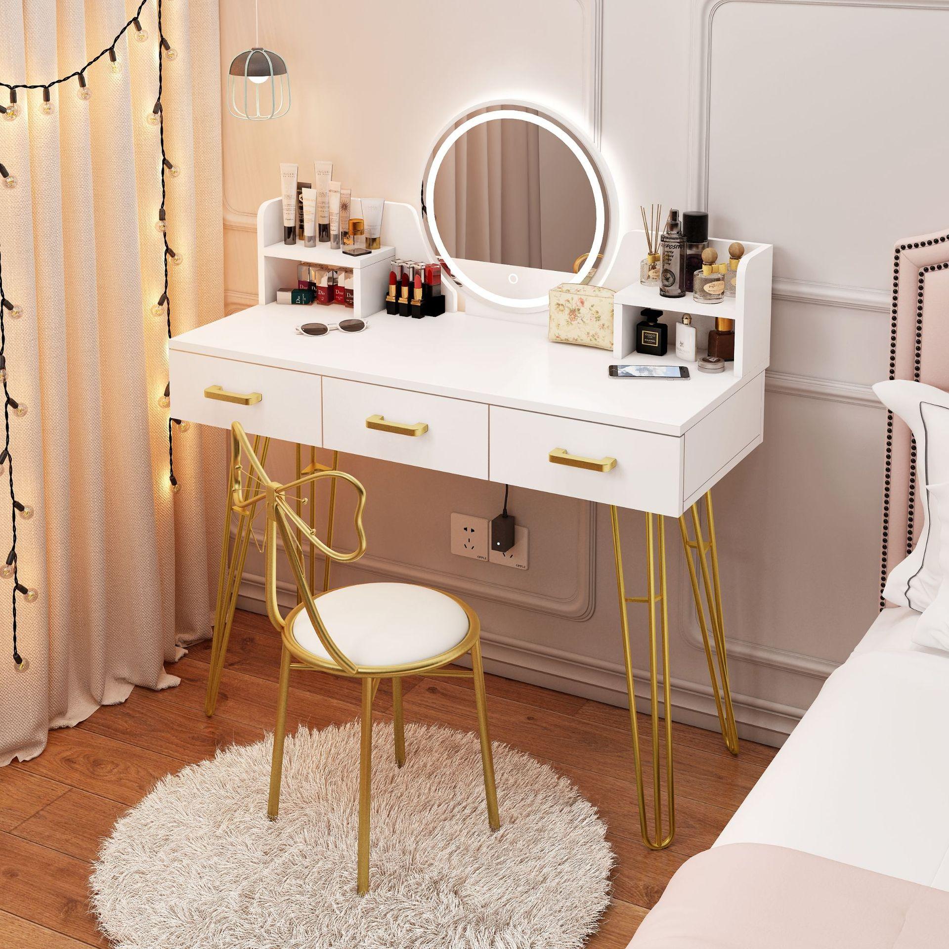 梳妆台实木轻奢化妆桌北欧收纳柜一体网红带灯化妆台卧室现代简约 报价 阿里巴巴
