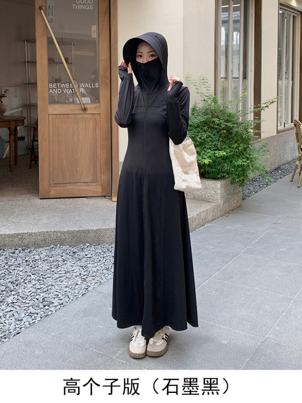 Moxun ロマンチックな 2025 夏の新ロング全身日焼け防止服女性のアイスシルクドレス抗 UV 日焼け防止服|undefined