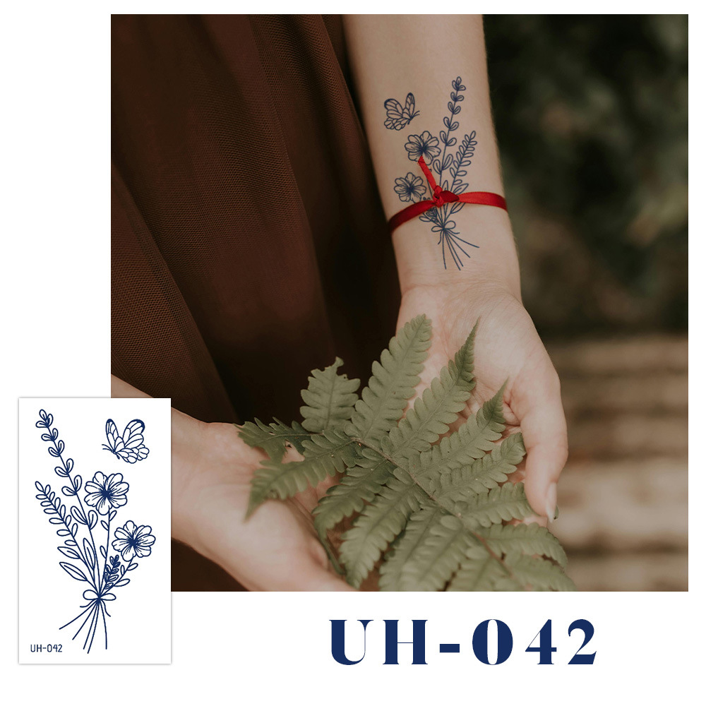 新しいジュースハーブタトゥーシール、半永久的、韓国で人気、原宿風、防水、ミニマルなタトゥーシール、英語文字