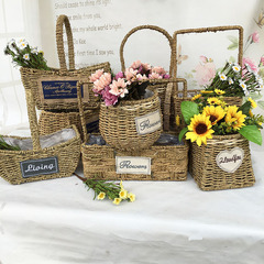 花籃擺件草編花盆藤編手提插花野餐籃子編織竹編竹籃鮮花裝飾