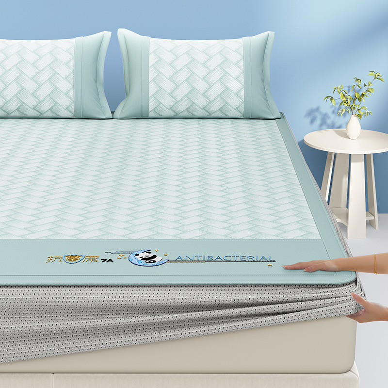 Un juego de sábanas de seda de hielo de clase de tres piezas fresco verano 2025 nueva funda protectora de colchón de verano sábana funda de cama