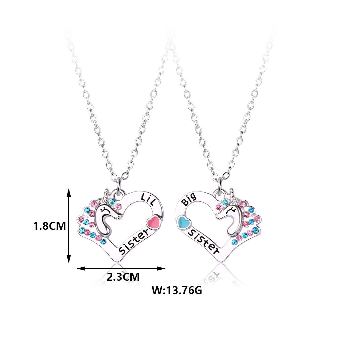 Kid'S Gender Cute Letter Heart Shape Alloy Inlay Rhinestones Kid'S Pendant Necklace