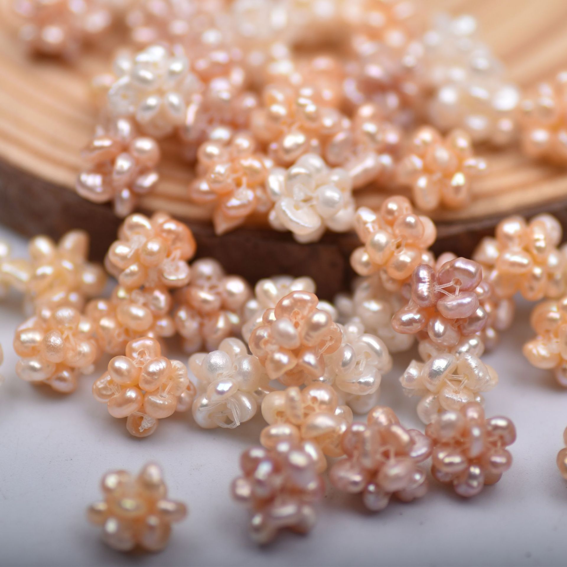 天然珍珠小球球  淡水珍珠強光迷你球編織球白粉紫色diy飾品配件