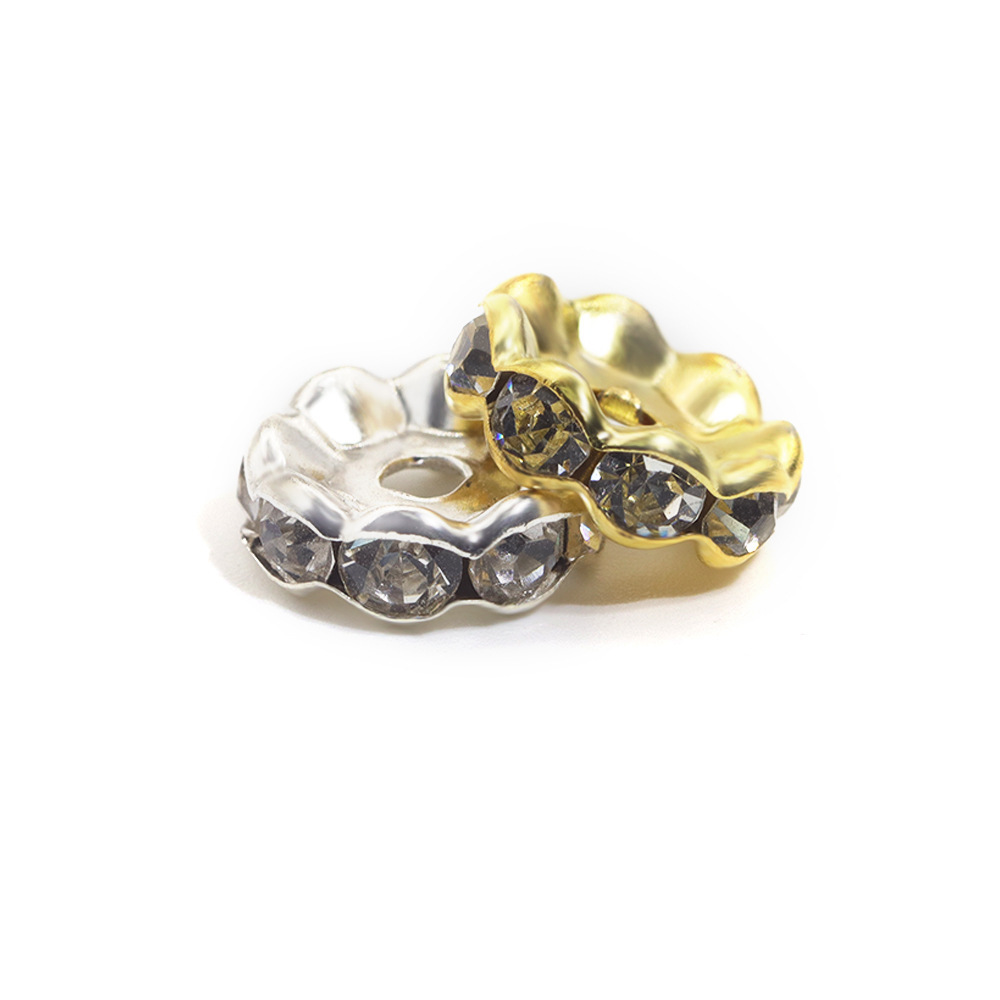 5-17mm ronda borde de la onda del anillo de diamante perlas de perlas DIY accesorios de la joyería pulsera diamante metal espaciador al por mayor