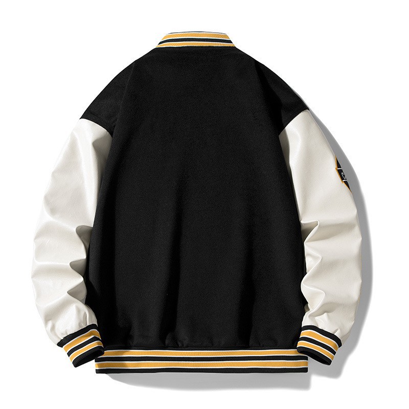 Men's Baseball Jacket Embroidered Spliced Trendy Street Style_voghion.com