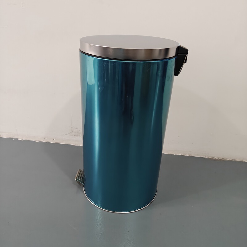 Stainless Steel Round Pedal Trash Can 50L Sanitary Bin Marine Metal Galvanized Inner Bin Fireproof and Flame Retardant