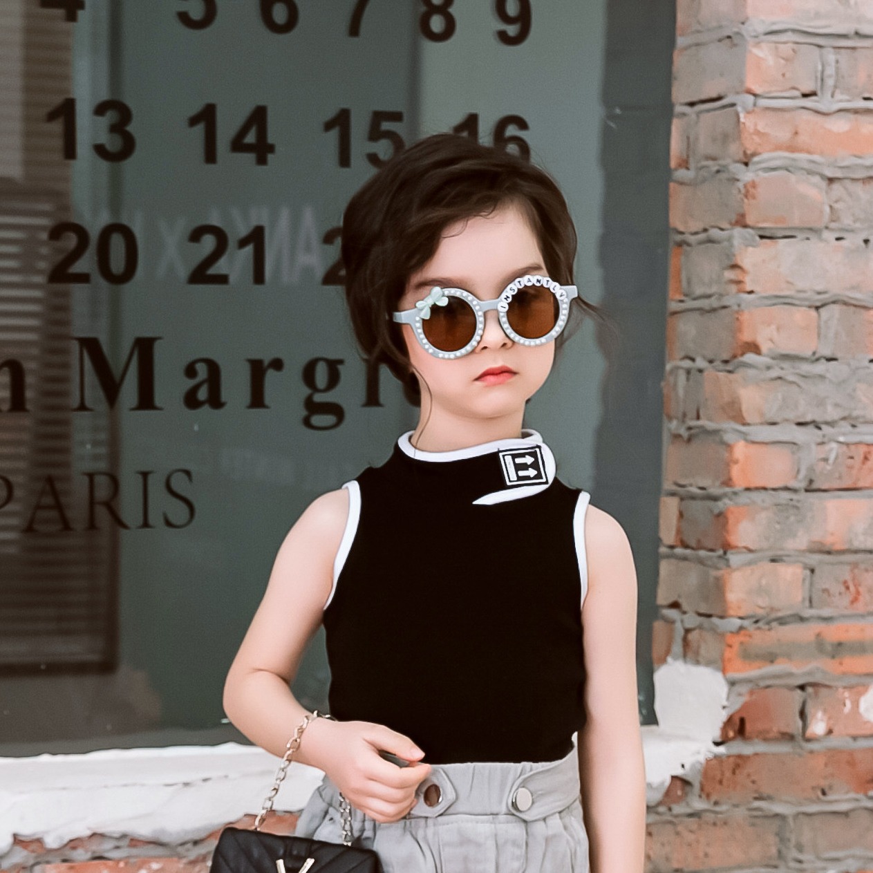fashionable matte children's trend cute sunglasses pearl