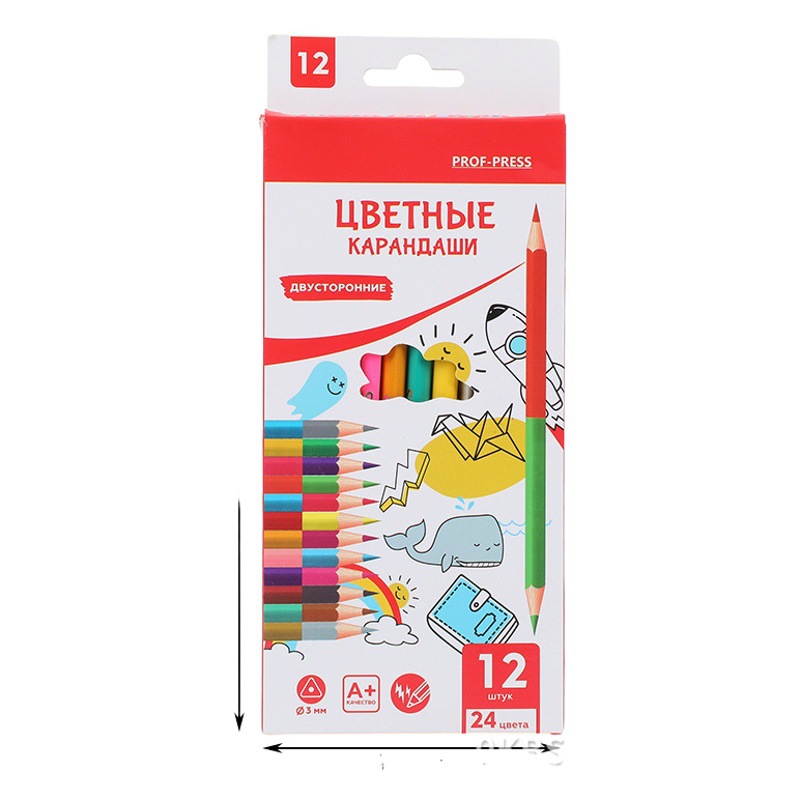 24 colores de doble cabeza triángulo Varilla lápiz de color aceitoso 36 color plomo Niños Estudiantes de la escuela primaria para colorear traje de pintura