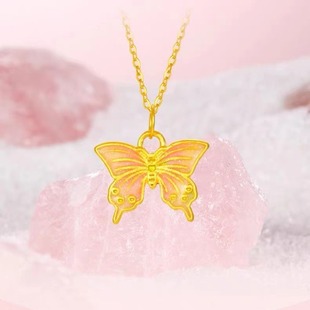 Gold Color Butterfly Pendant New Enamel Color Summer Butterfly Retro Fashion Clavicle Chain Gift