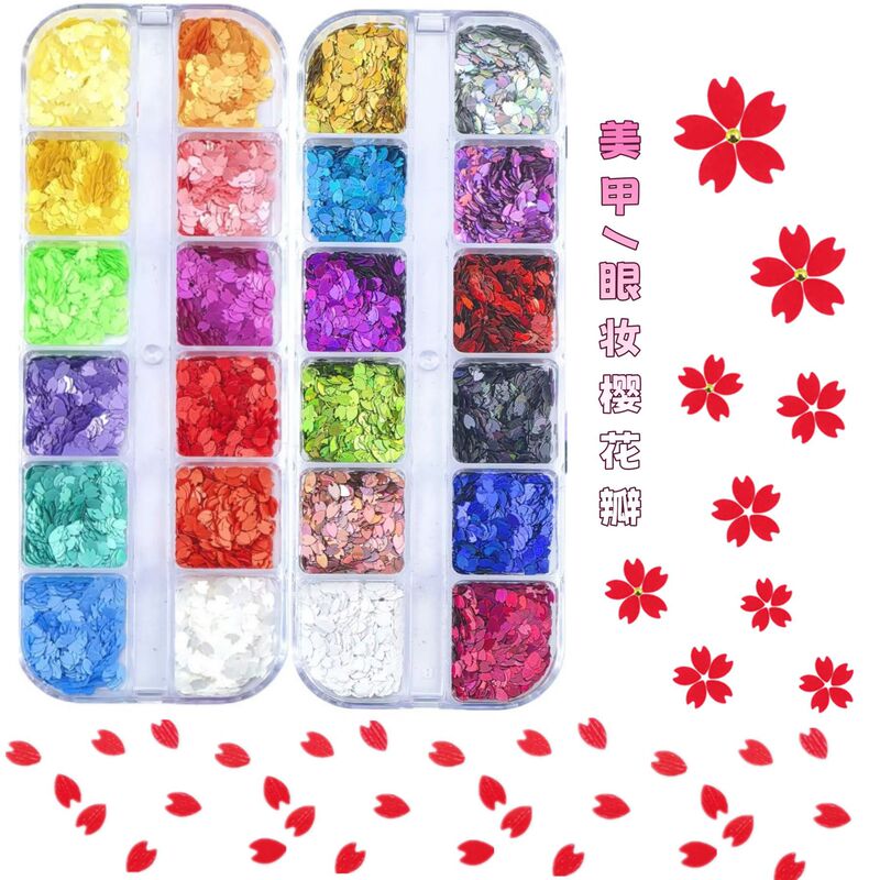 Xiaohongshu Spring Cherry Blossom Petals Nail Sequin Eye Makeup Flower Face Sticker Nail Art Petals Butterfly Ornaments DIY Accessories