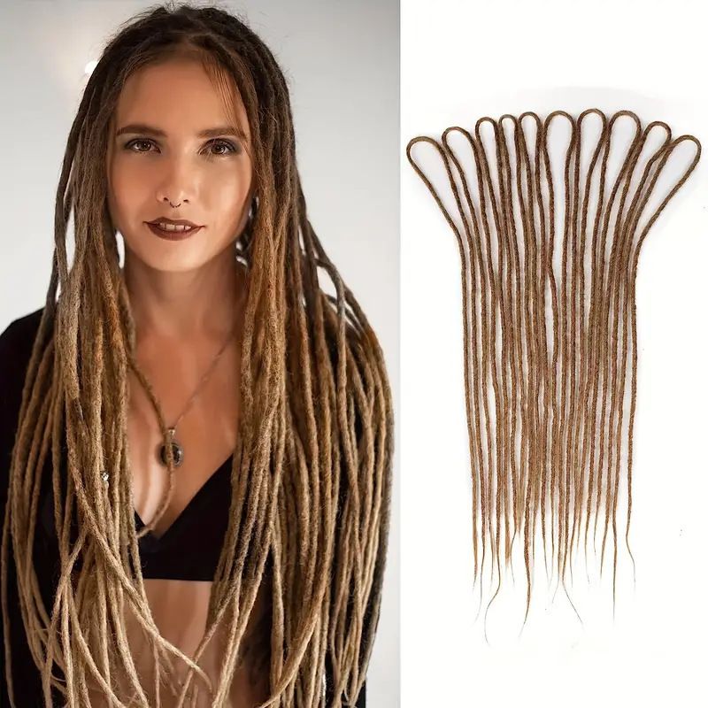 Temu/shein venta caliente fibra química ganchillo pelo dreadlock double trenza sucia doble cola trenza sucia peluca