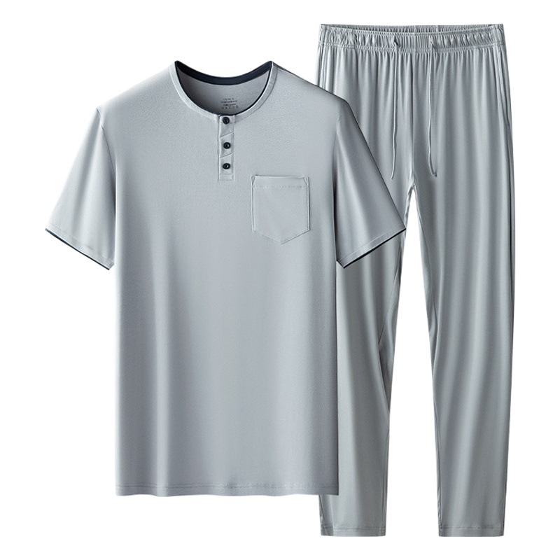 Conjunto de pijamas finos de doble cara para hombre, 60 unidades, modal, primavera y verano, pantalones de manga corta, pueden salir a casa, en stock