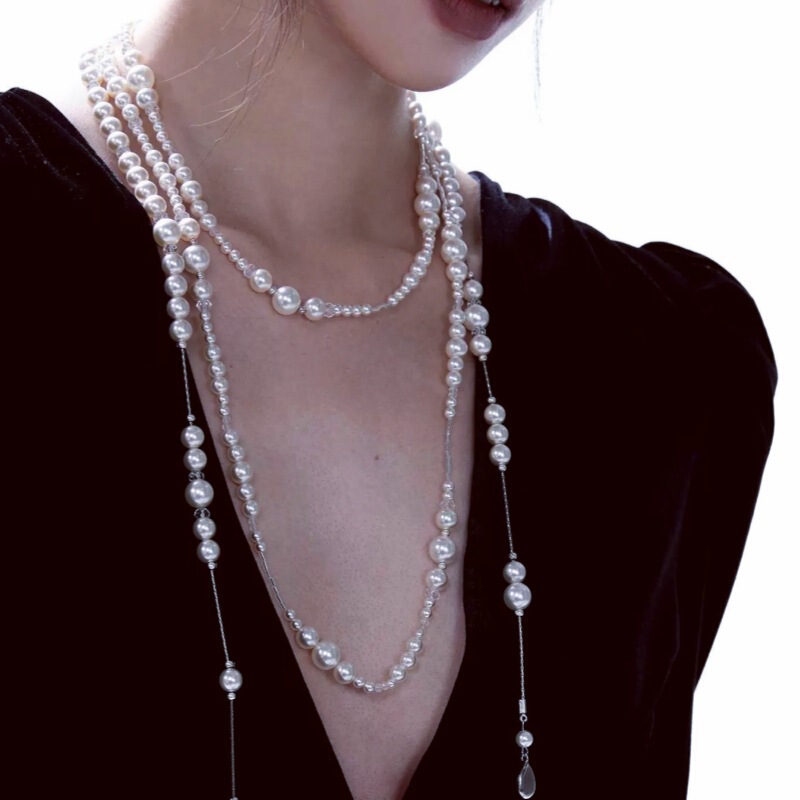 Layered Pearl Necklaces with a Light Luxury Feel, Elegant and Versatile Sweater Chains, Fashionable Commuter Neck Accessories, Wholesale and Retail