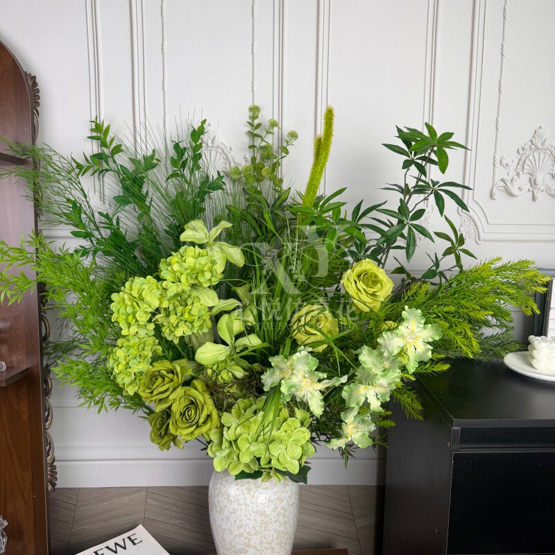 Green Forest-Style Floral Arrangement for Wedding Venue, Cafe Window Decoration, Artificial Flowers, Faux Flower Aisle, Monet Style Green Forest-Style Floral Arrangement for Wedding Venue, Cafe Window Decoration, Artificial Flowers, Faux Flower Aisle, Monet Style