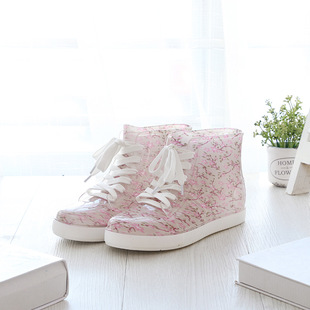 Japanese-Style Fashionable Student Lace-Up Rain Boots for Women, Short Water Shoes with Fleece Lining for Warmth, Slip-On Rain Boots, Waterproof Rubber Shoes, Lightweight