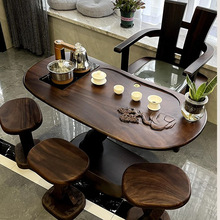 胡桃木根雕茶台家用阳台泡茶桌实木树根茶几天然整体原木功夫茶海