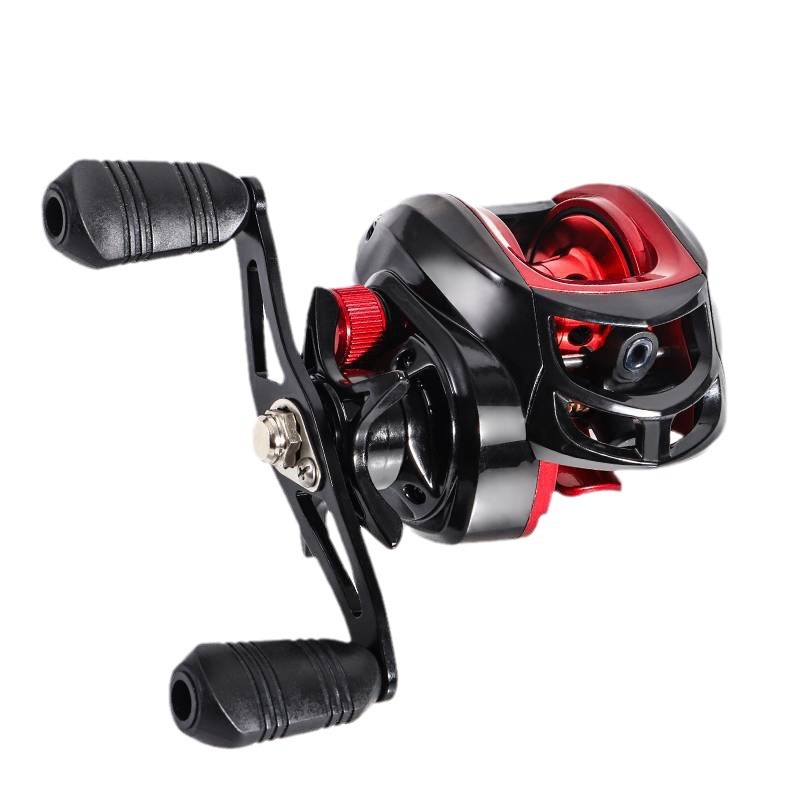 Rueda de goteo de agua negra y roja Luya Rod Set Luya Rueda anti-fritura de alambre de metal de larga distancia puente de lanzamiento de engranajes de engranajes de pesca de boca de caballo