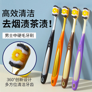 Pro-Enjoy Hard-bristled Toothbrush for Adults 360 Spiral Independent Single Pack for Men's Family Teeth Cleaning
