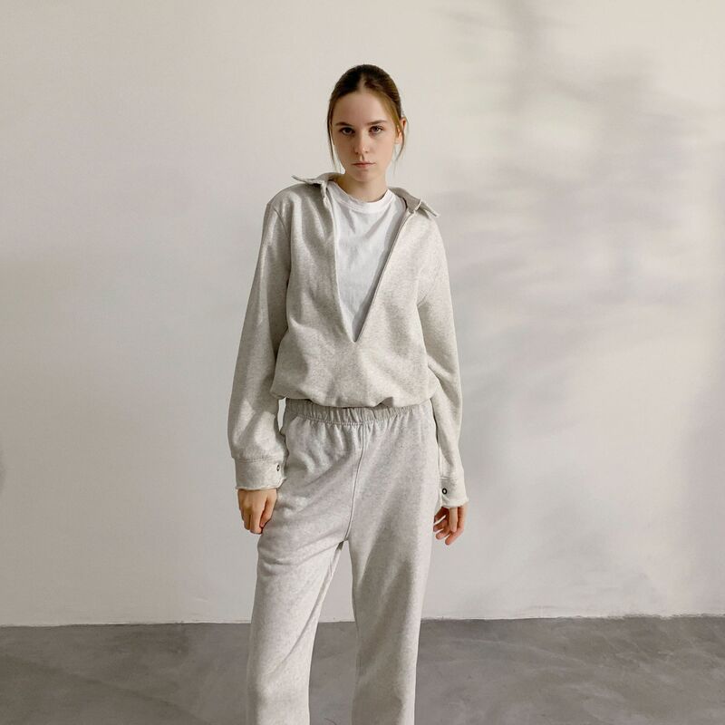 Japanese Purchasing-Grade Factory Wholesale Deep V Neck Lapel Elegant Goddess Terry Sweatshirt