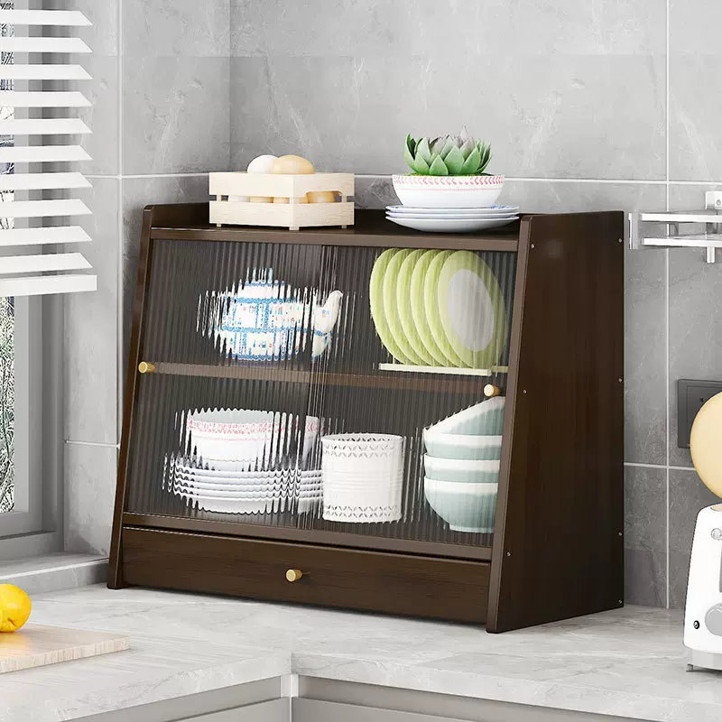 桌面餐边柜厨房碗柜家用日式杯子收纳柜茶具置物架防尘柜子储物柜