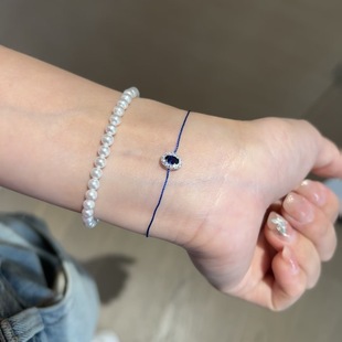 French Cornflower Blue Treasure Hand Rope Women's Plated 18k Stacked Lucky Niche High-end Summer Elegant Girlfriend Bracelet