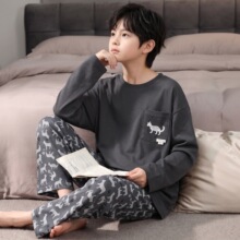 男童纯棉睡衣长袖套装儿童兄妹卡通家居服青少年可外穿春秋中大童