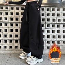 女童加绒裤子秋冬装中大童网红香蕉裤儿童女孩卫裤初中生运动裤潮